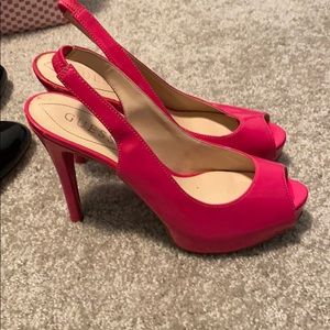 Hot pink sling back heel